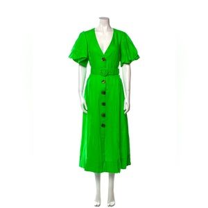 Nicholas green button up long belted dress size M 6